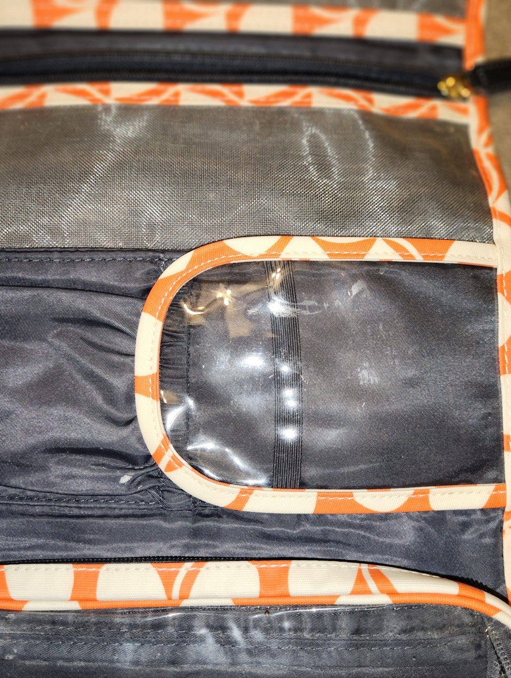 Orla Kiely Orange & Navy Hanging Travel Toiletry Organizer - Picture 5 of 6